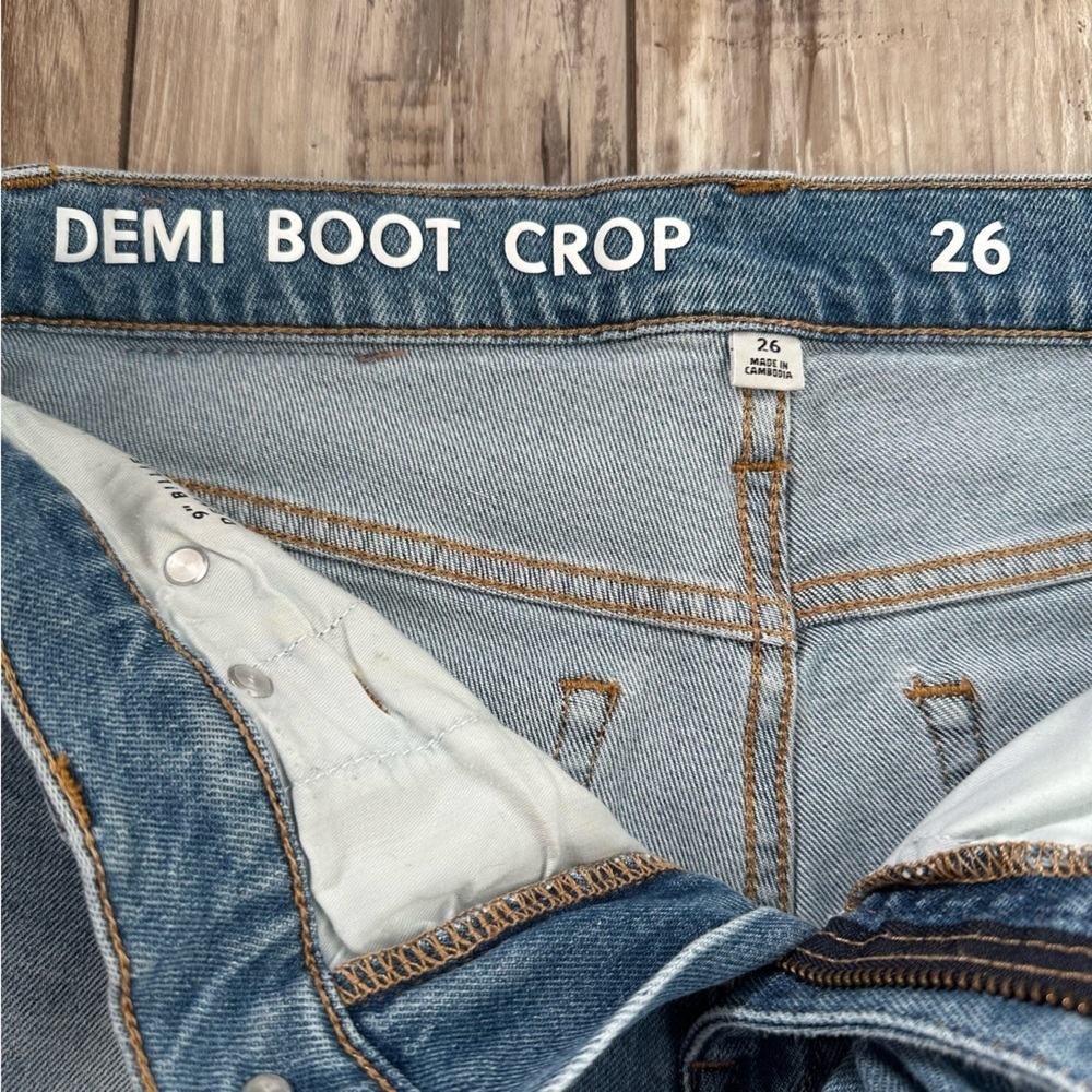 J. Crew Billie Demi Boot cut Crop Jeans 26 4 mid rise distressed casual ankle - Picture 6 of 12